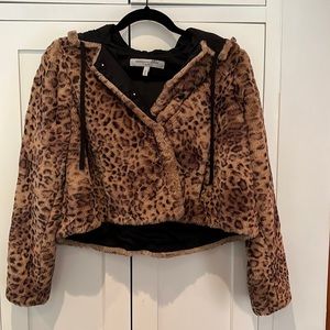 Morgane Le Fay cheetah cropped jacket with hood